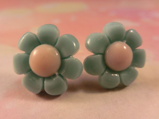 Pastell Blume Ohrstecker Blüte Flower blau rosa